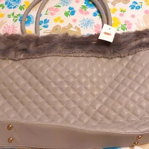 Gray fussy top tote bag